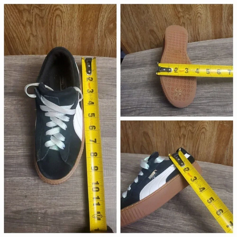 Puma Suede‎ Platform Shoes Sneakers Youth Size 3.5 Black White